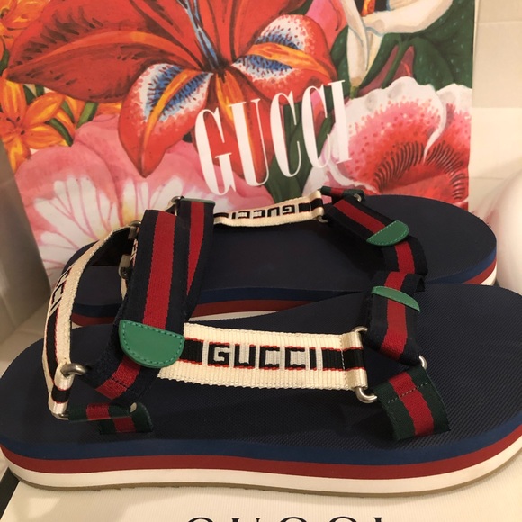 GUCCI red white and blue sandals. Size 10 - Picture 5 of 5